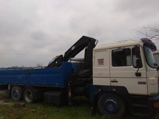 Hiab 190 daru - önrakodós MAN 26343 platós összecsukható daruval