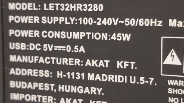 Hibtlan llapot,82cm-es Akai LED tv elad