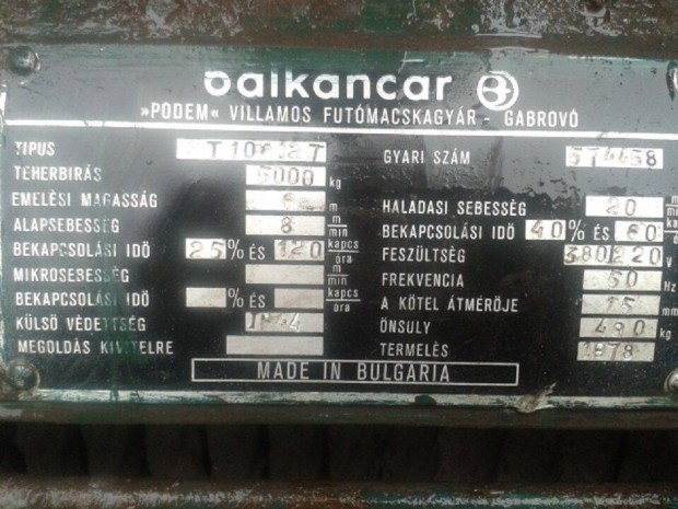 H�d daru 5 Tonn�s teherb�r�s� elad�