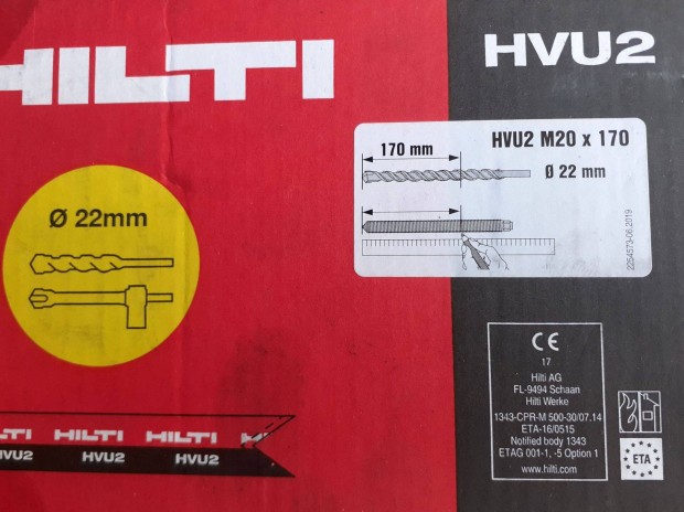 Hilti Hvu2 ragasztpatron, ragasztkapszula M20x170