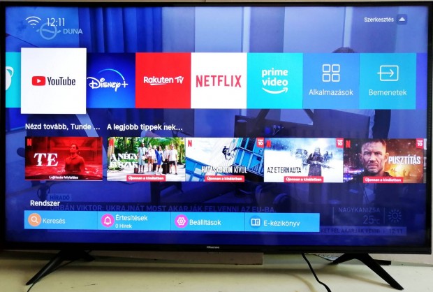 Hisense 107cm 4K, UHD, újszerű okos LED TV eladó