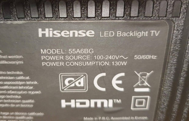 Hisense 55A6BG LED LCD tv hibás törött alkatrésznek