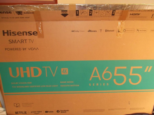 Hisense 55" ledtv Elad. 4k uhd(139cm)tv. 3ves. 2890 Tata.(doboz)