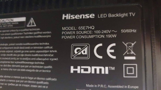 Hisense 65E7HQ UHD LED tv hibs trtt alkatrsznek!