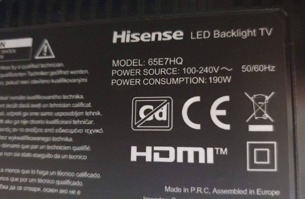 Hisense 65E7HQ UHD LED tv hibs trtt alkatrsznek!