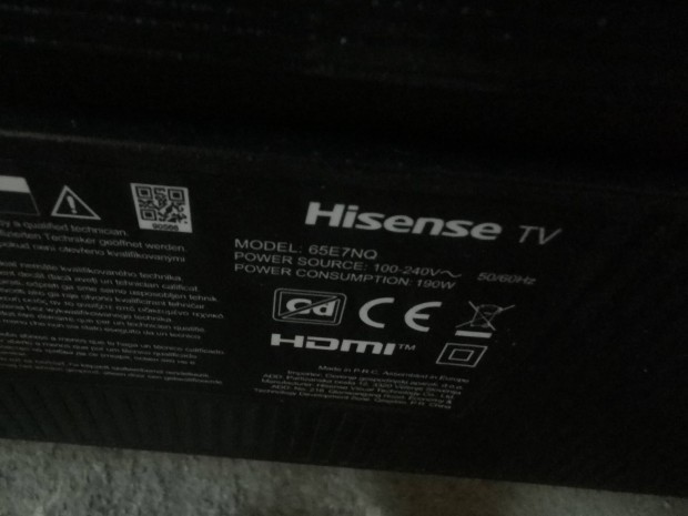Hisense 65e7nq. törött led tv