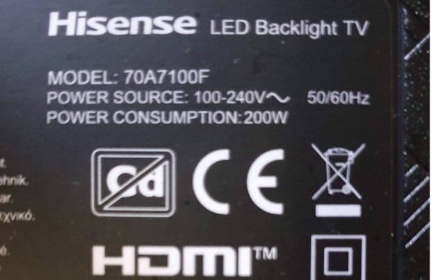 Hisense 70A7100F 4K UHD Smart LED LCD tv hibás törött alkatrésznek