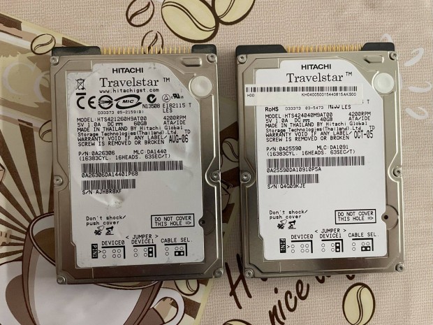 Hitachi 2,5" PATA (IDE) 40GB és 60GB merevlemez HDD tesztelt 100/41 és