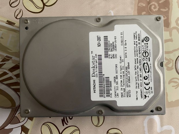 Hitachi HDS721616PLA380 3,5" SATA 160GB merevlemez HDD tesztelt 100/58
