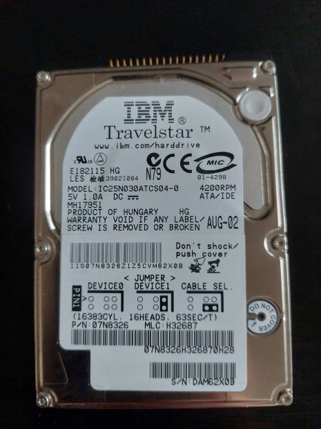 Hitachi Travelstar IC25N040Atmr04-0 40GB Laptop HDD 9.5mm 2.5