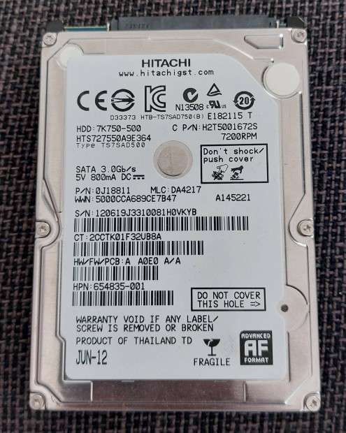 Hitachi laptop (2.5") 500 Gb HDD! Hibtlan!