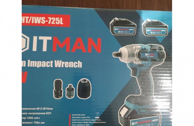 Hitman HT-IWS-725L aksis ütvecsavarozó+szett 725 Nm, 62 V,