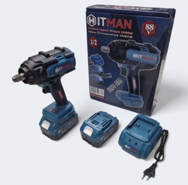 Hitman robosztus akkumul�toros �tvecsavaroz�, er�s ker�kkulcs, 2 akkus