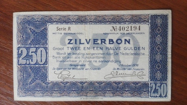 Holland 2.50 Gulden Silverbon 1936-os