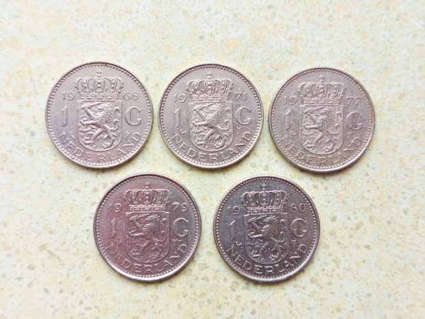 Hollandia 5 db K�l�nb�z� �rme 1 Gulden 1968-1980