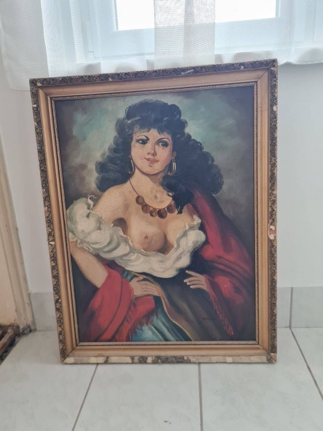 Holló Jenő olajfestmény dedikált 90X70 cm