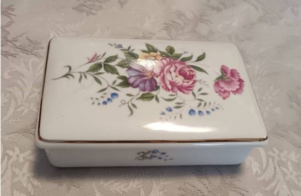 Hollóháza Hajnalka bonbonier , ékszertartó porcelán doboz. Hibátlan!