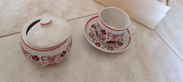 Hollhza porceln 6 szemlyes kvskszlet cukortartval