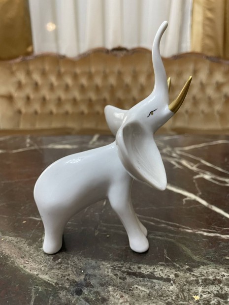 Hollhzi elefnt porceln figura nipp fehr aranyozott