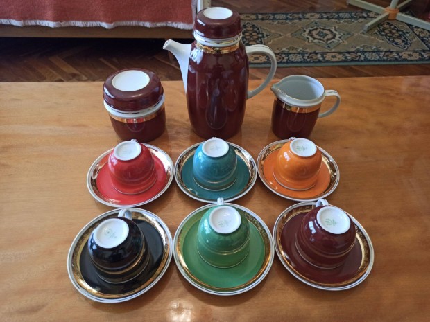Hollóházi porcelán kávés csésze készlet