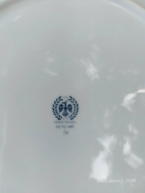 Hollóházi porcelán süteményes tál+ tányér