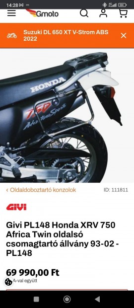 Honda Afrika Twin Xrv 07A oldaldboz konzol 