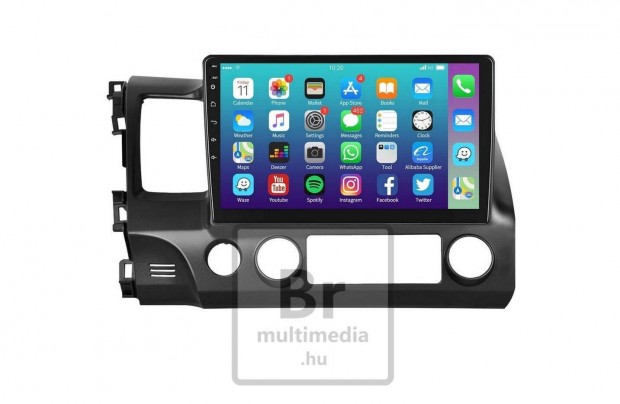 Honda Civic Android Kijelző Rádió 2Din Multimédia Carplay Navigáció