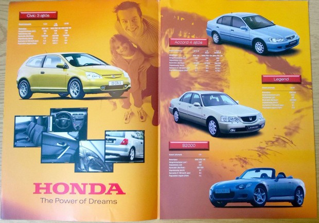 Honda modellpaletta prospektus, katalgus 2001-bl