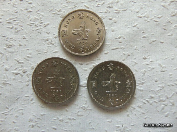 Hongkong 3 darab 1 dollr LOT ! vszmok 1960 - 1960 - 1970