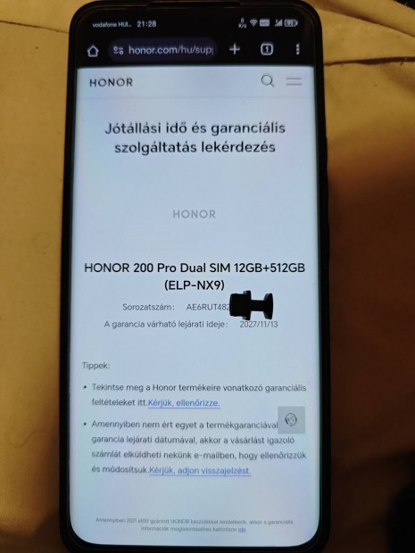 Honor 200 pro mobil telefon elad. j.