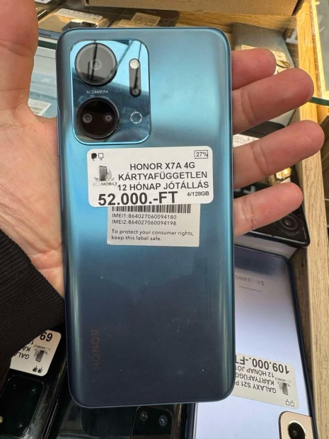 Honor X7a K�rtyaf�ggetlen 128 GB, 12 h� garancia