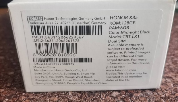 Honor X8a nagyonszp llapotban, hibtlan mkdssel.
