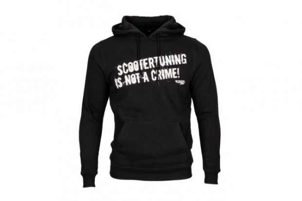 Hoody Scootertuning nem bűncselekmény (STINAC), cipzár nélkül, fekete,