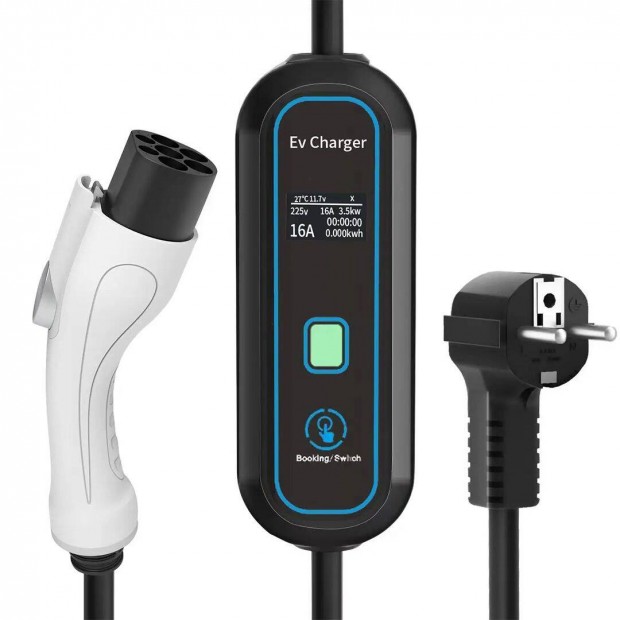 Hordozható töltő elektromos autóhoz 3.5 kW | Type 2 | 8-16A | LCD
