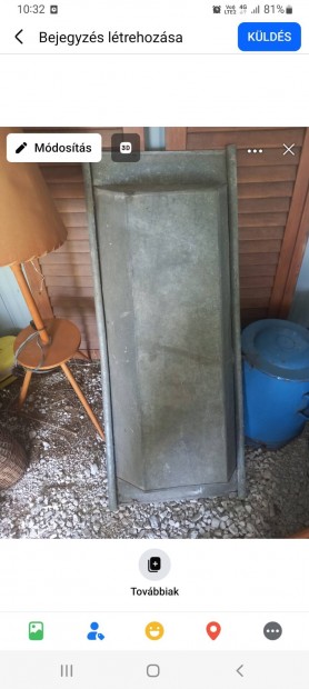 Horganyzott lemez teknő eladó