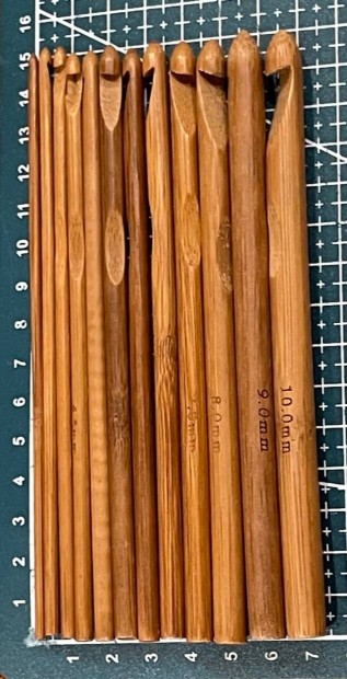 Horgolótű készlet - 12 db - bambusz