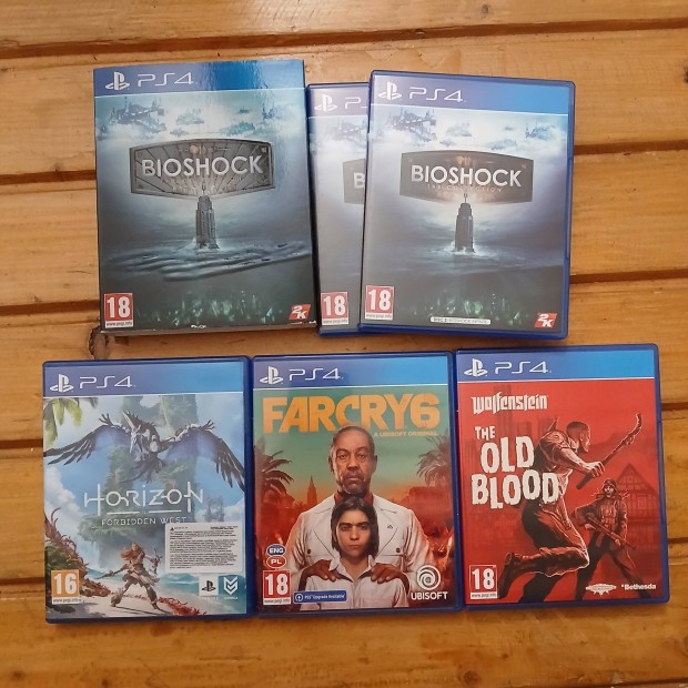 Horizon Forbidden west, Bioshock, Farcry 6, Wolfenstein ps4 jtkok