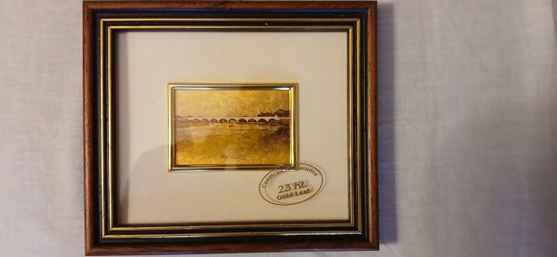 Hortobágy 23 karátos aranyfüst kép 14,5 x 12,5 cm