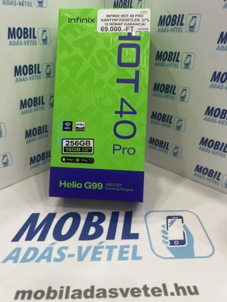 Hot 40 Pro Dual Sim 256 GB, 12 h garancia