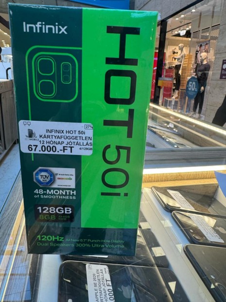 Hot 50i Krtyafggetlen 128 GB 8 GB Ram, 12 h garancia