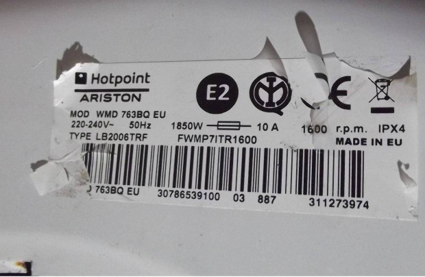 Hotpoint Ariston WMD 763BQ EU mosgp alkatrszei eladk