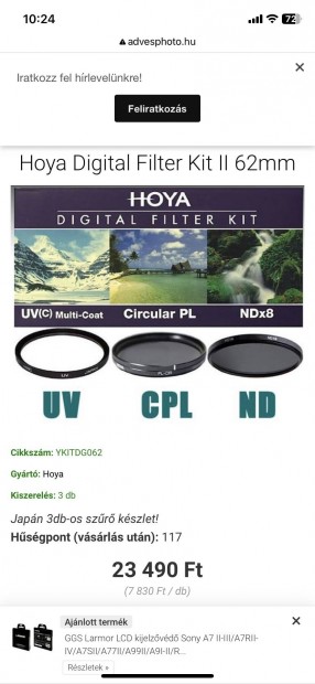 Hoya objektvszr 62 mm