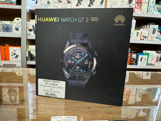 Huawei Watch Gt 2 46MM Okos ra Fekete Sznben 12H Garancia
