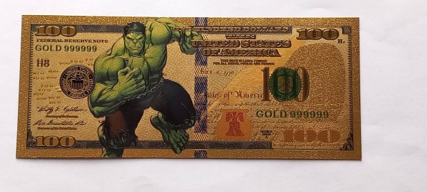 Hulk - sznes, aranyozott, plasztik  fantzia 100 dollr 