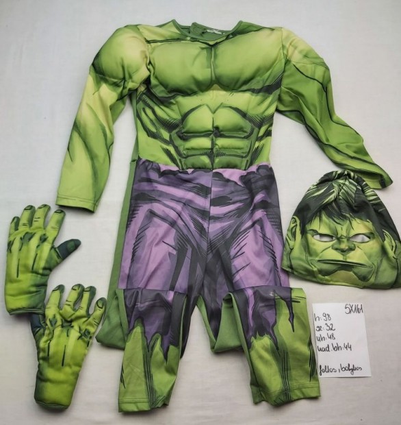 Hulk jelmez + maszk + kz, szuperhs jelmez SX161