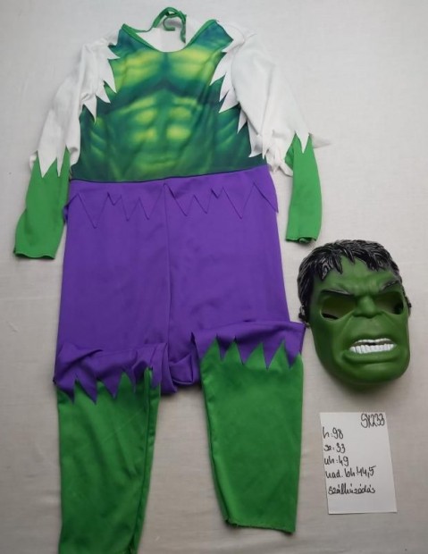 Hulk jelmez + maszk, szuperhs jelmez SX233