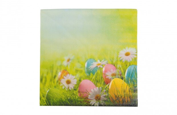 Húsvéti Tojás és virág mintás szalvéta - 33 x 33 cm - 3 rétegű - 80 db