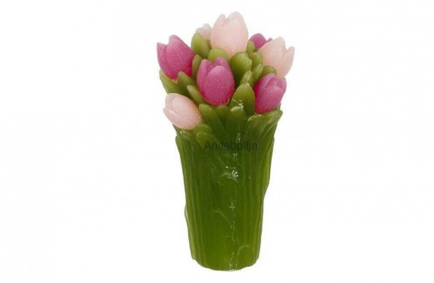 Hsvti gyertya fukszia rzsaszn tulipn csokor 10x17cm