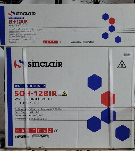 Hűtő-fűtő klíma Sinclair Ray Sih-12BIR / SOH-12BIR oldalfali inverter