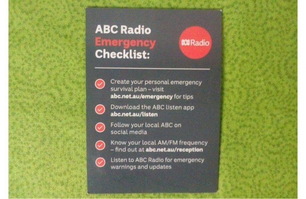 Htmgnes - ABC Radio Emergency * 7,5 x 10,5 cm * Mgneses alap